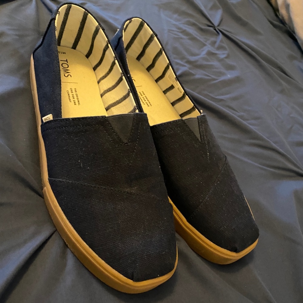 Mens Toms Canvas Navy Slip Ons